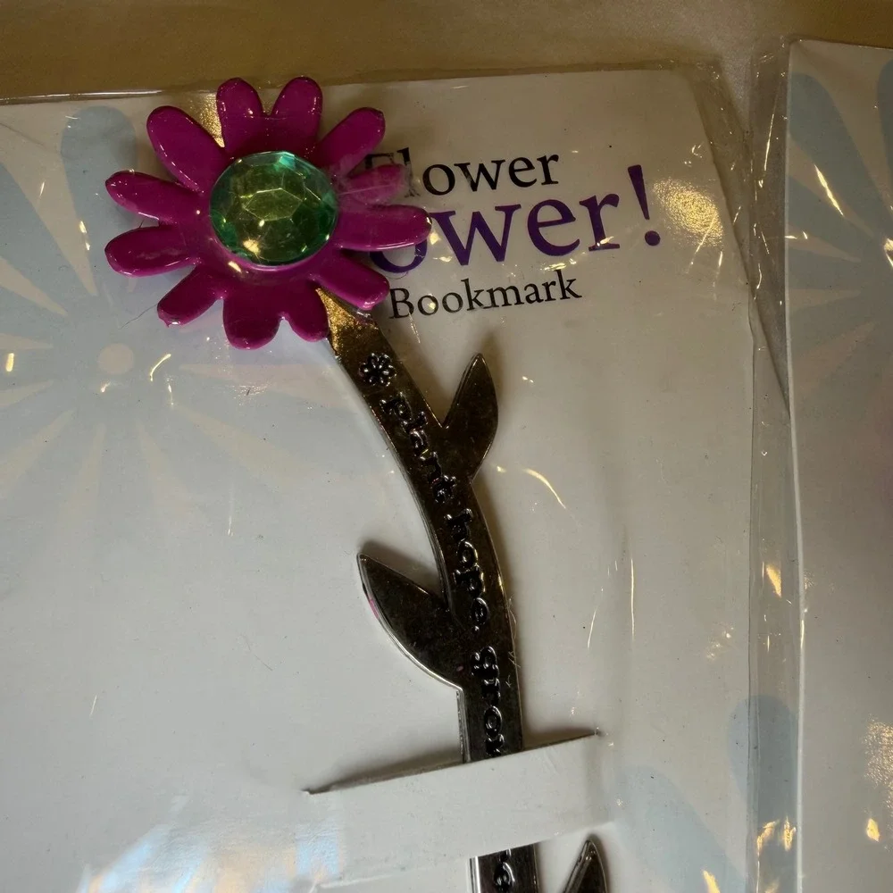 Gifts Plus Inc Flower Power Metal Bookmark Set 5 Pink Daisy Rhinestone  NEW